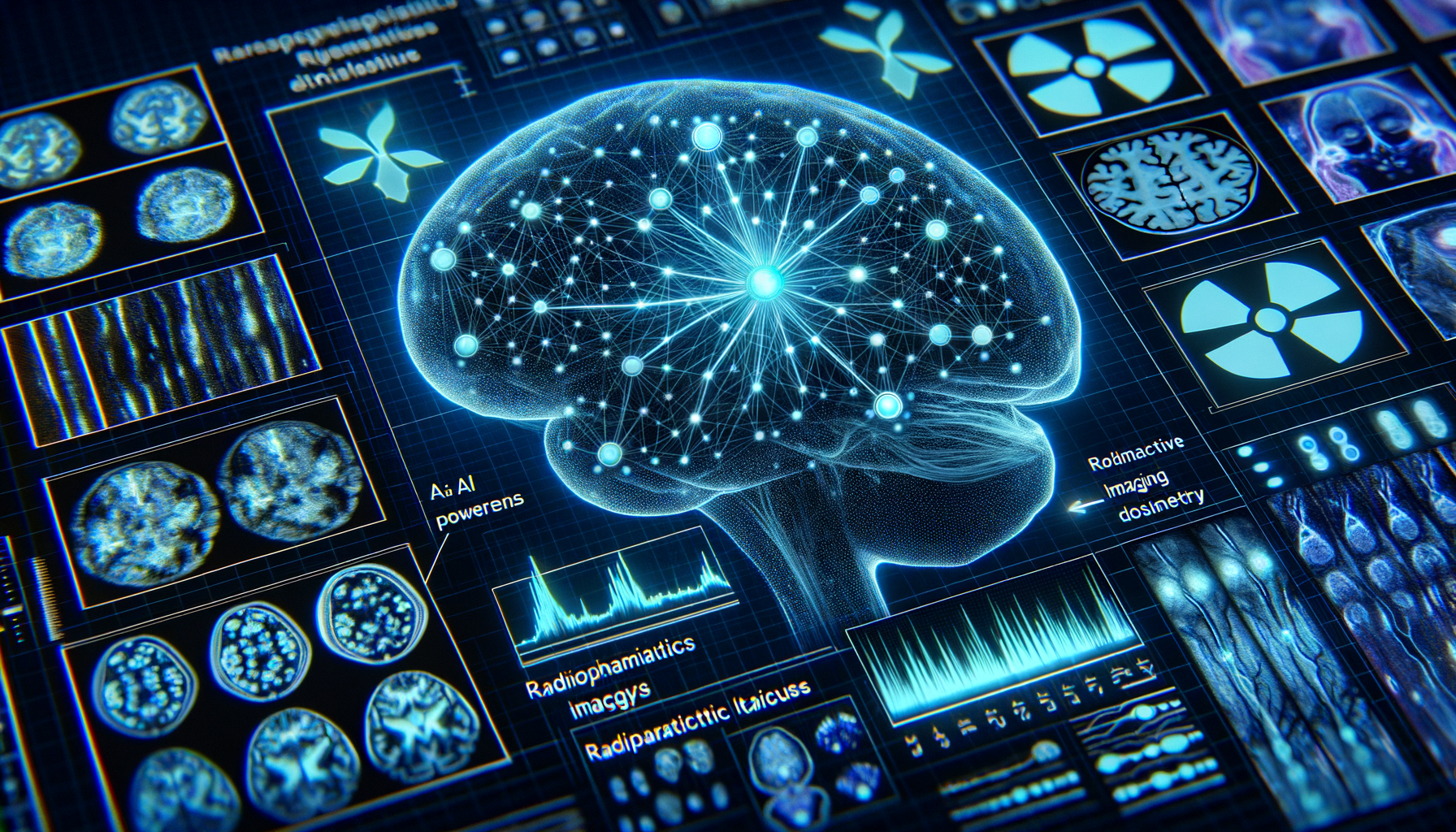 Scientific visualization of AI-powered theranostics and radiopharmaceutical dosimetry with neural network patterns
