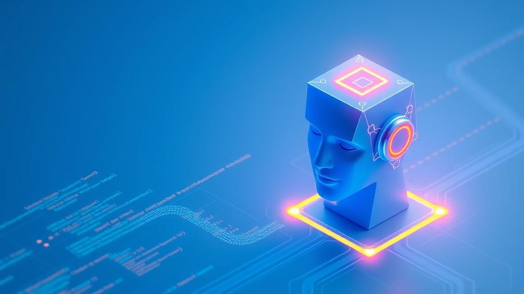 Abstract 3D visualization of an AI security agent inspecting code streams