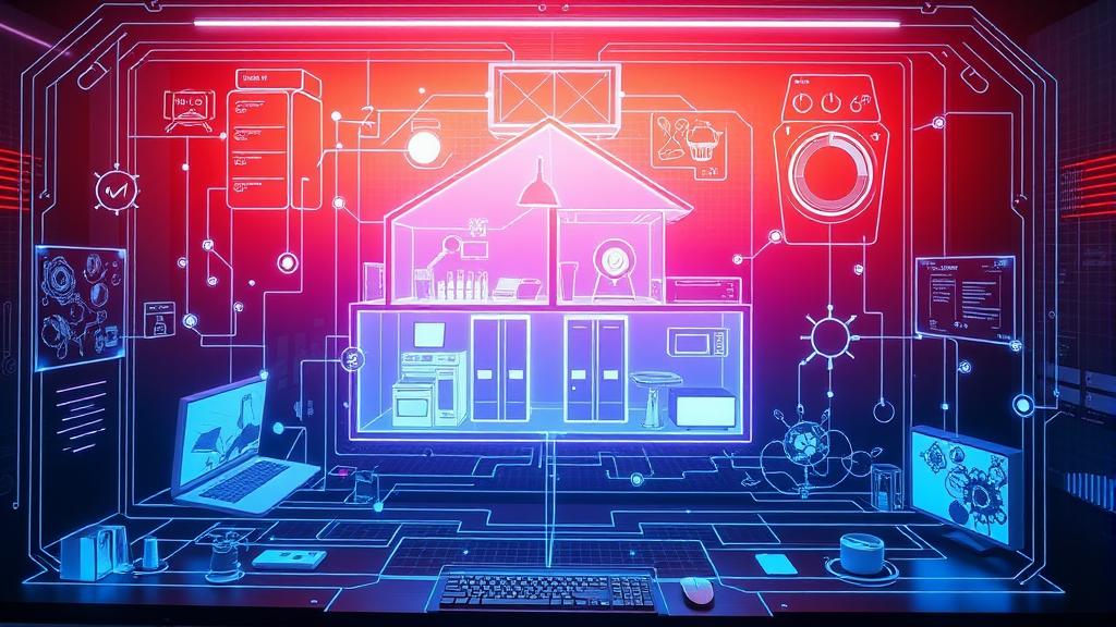 Futuristic smart home interface with neural network connections