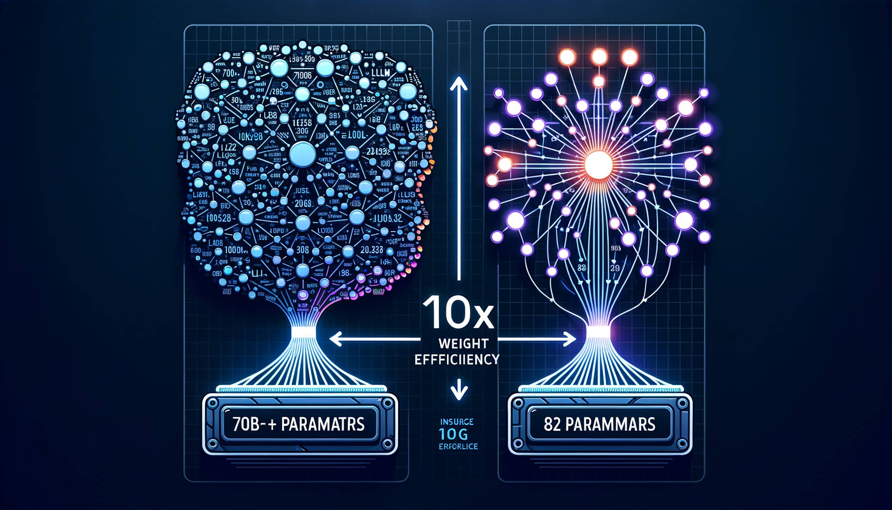Visualization showing the evolution from large inefficient LLMs to smaller, more efficient models