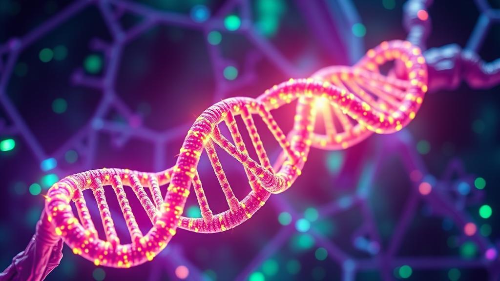 A futuristic transformer neural network reading a DNA strand like a scroll